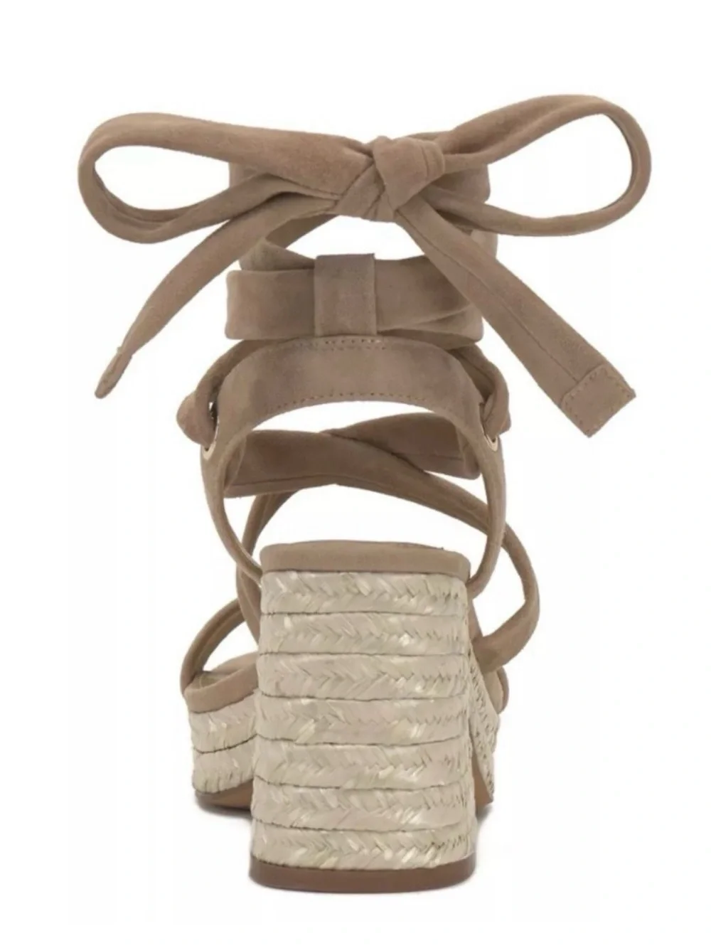 Women's Taupe Suede Wrap Espadrille Wedge Sandal